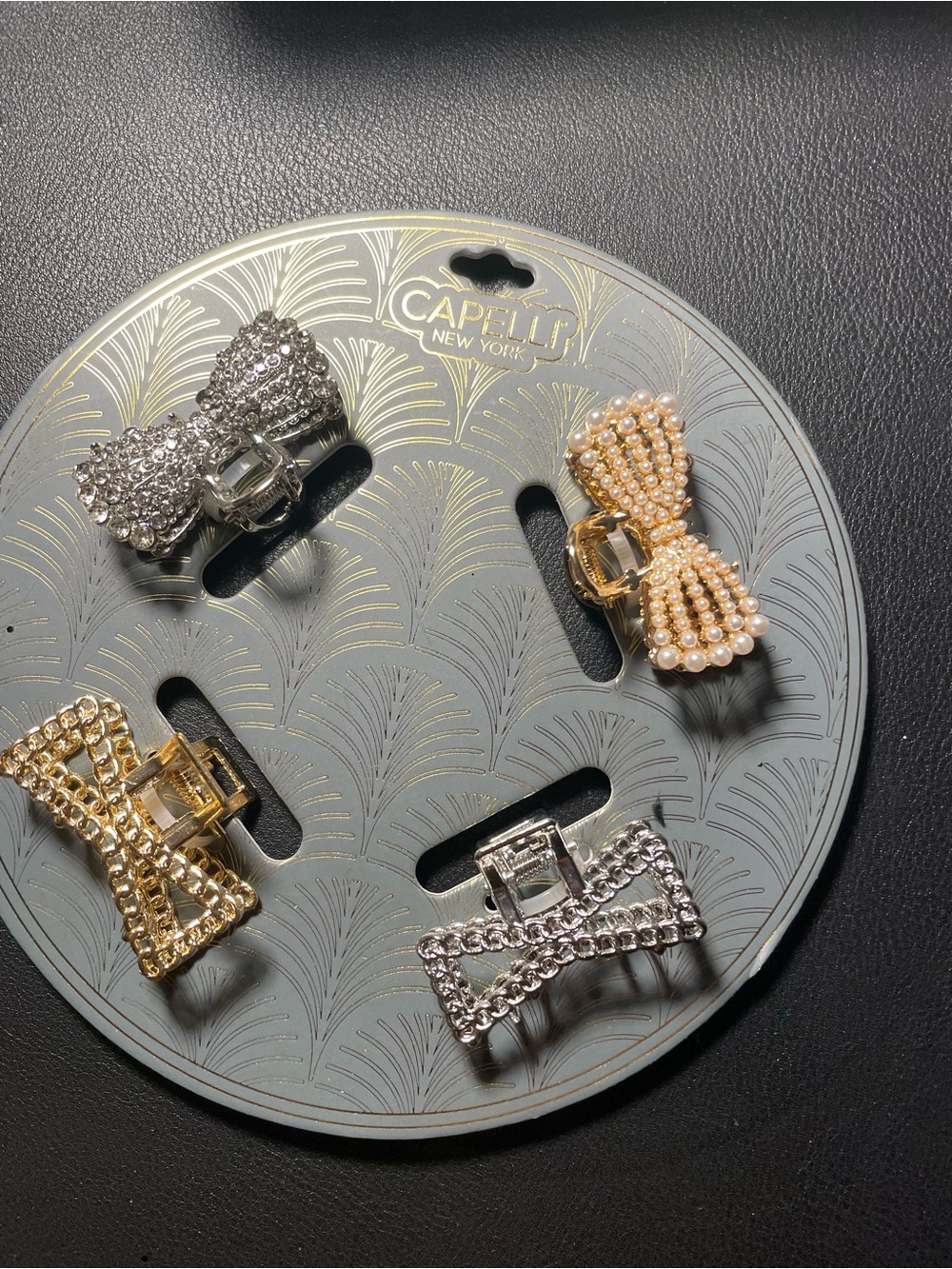 Capelli of New York Silver and Gold Bow Hair Clips Set
